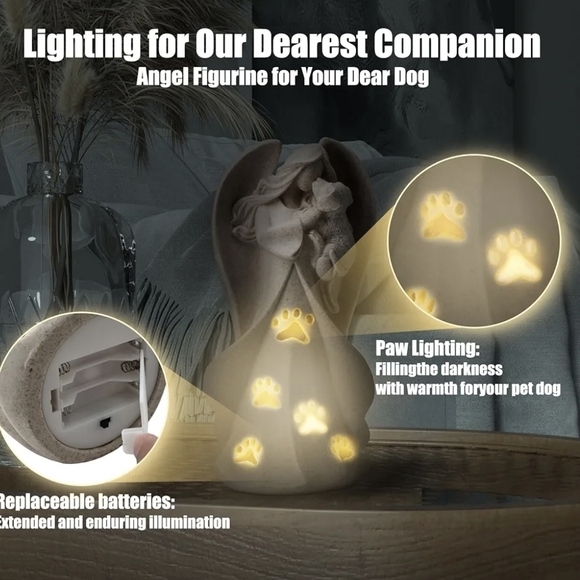 Pet Memorial Gifts For Loss of Dog Sympathy Gift with LED Light 8.5" - Picture 3 of 8